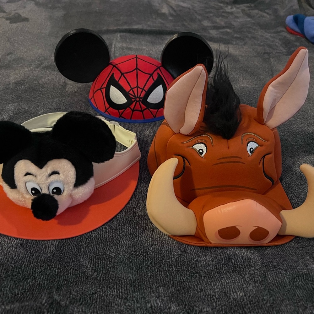 NWT Disney Park Character Kids Hat set. Mickey, Spider-Man, Puma